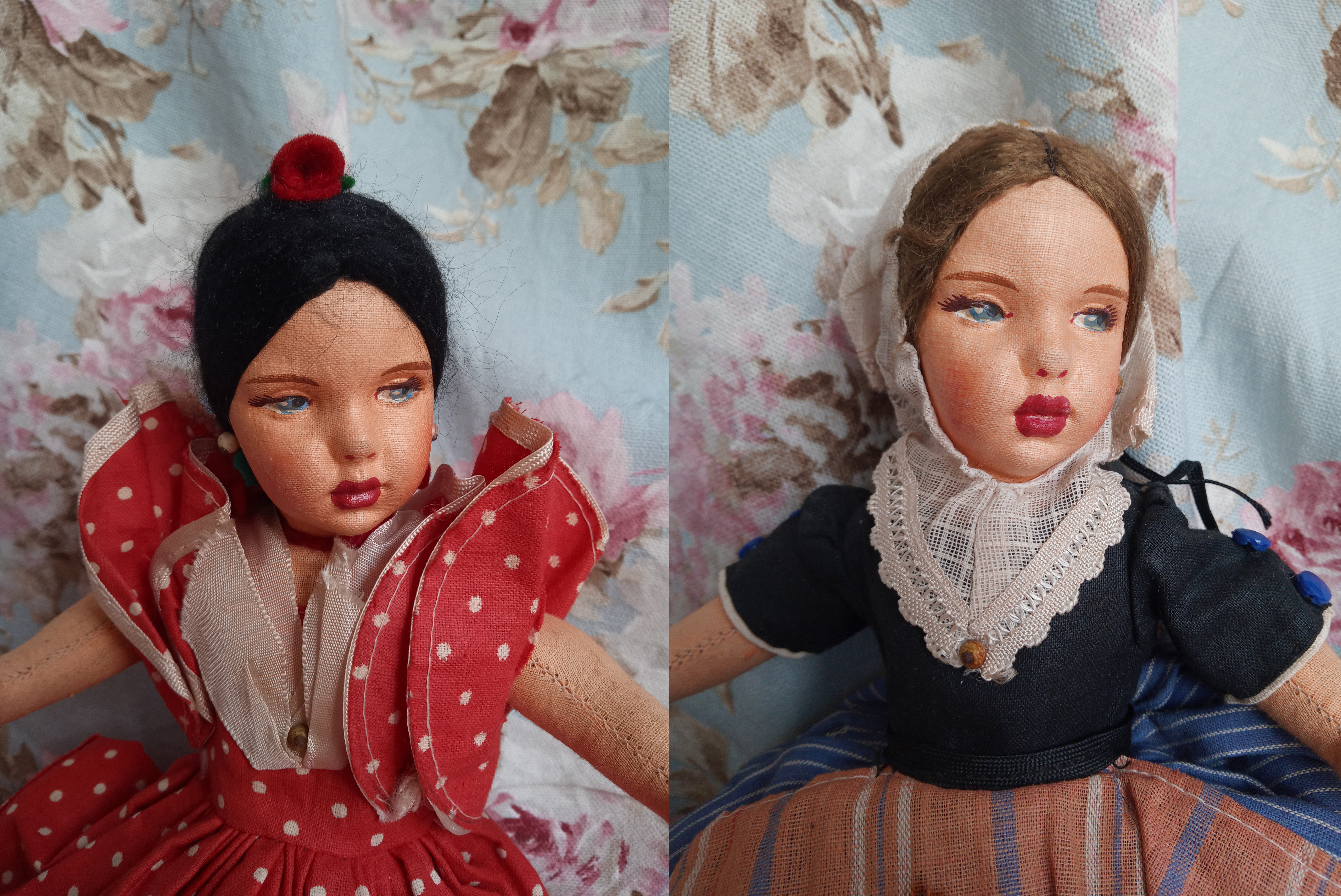 Mu&ntilde;eca espa&ntilde;ola clasica: Mu&ntilde;eca antigua doble de la casa Pag&eacute;s nueva de 1920 a 1930