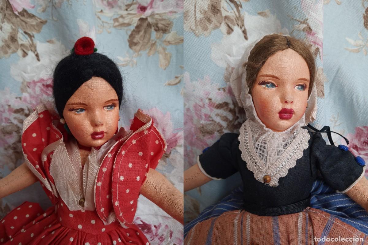 Mu&ntilde;eca espa&ntilde;ola clasica: Mu&ntilde;eca antigua doble de la casa Pag&eacute;s nueva de 1920 a 1930
