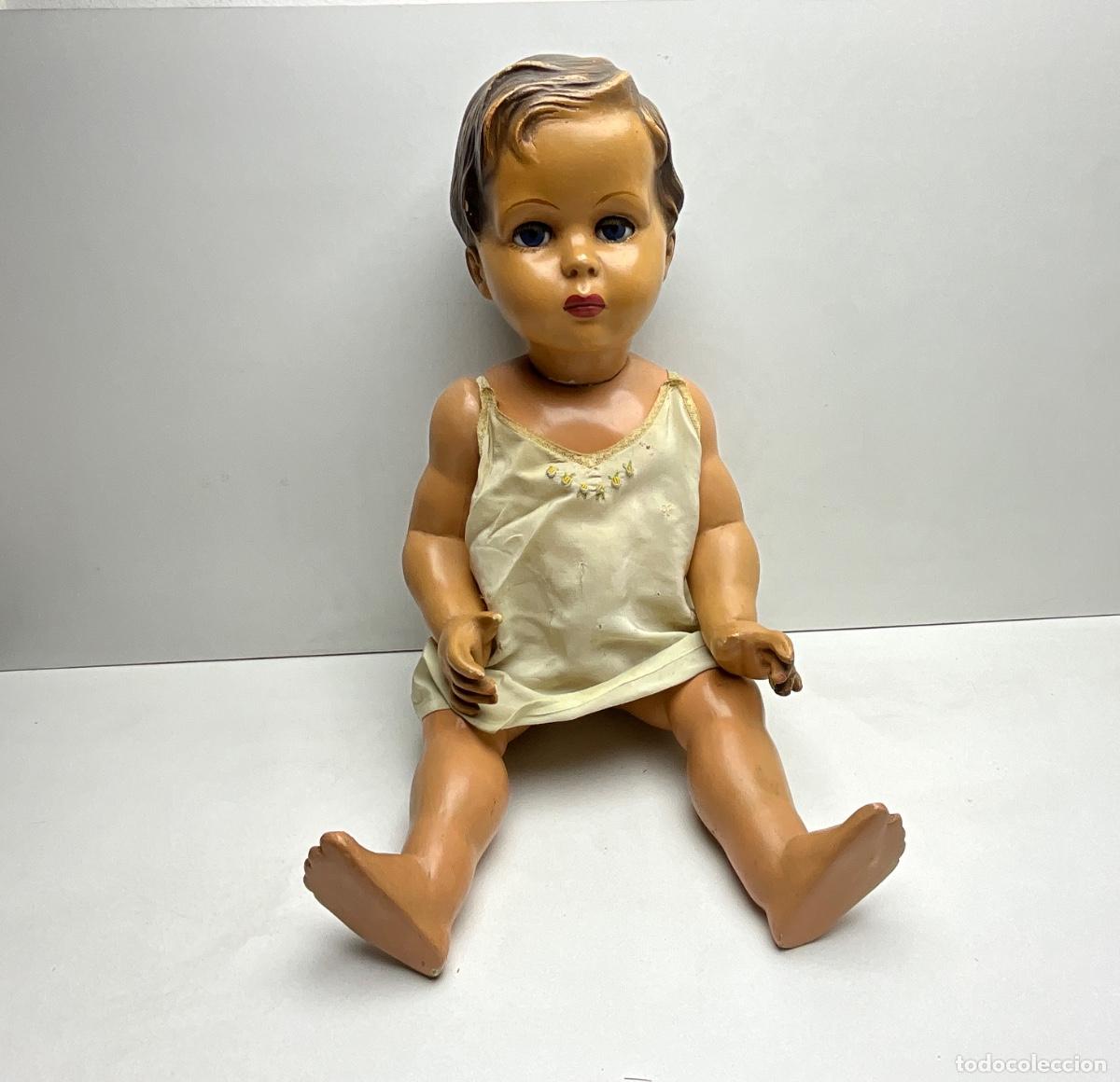 Mu&ntilde;eca espa&ntilde;ola clasica: MU&Ntilde;ECA CARTON PIEDRA SIN MARCA - A IDENTIFICAR - NECESITA LIMPIEZA Y RESTAURACION