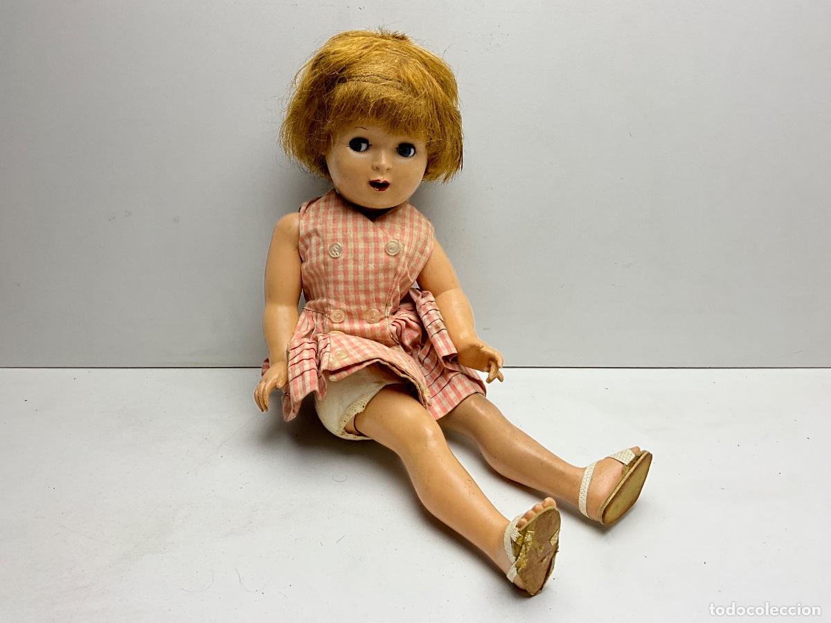 Mu&ntilde;eca espa&ntilde;ola clasica: ANTIGUA MU&Ntilde;ECA SIN MARCA DEL FABRICANTE- A IDENTIFICAR-A&Ntilde;OS 50/60 - NECESITA LIMPIEZA Y RESTAURACI&Oacute;N