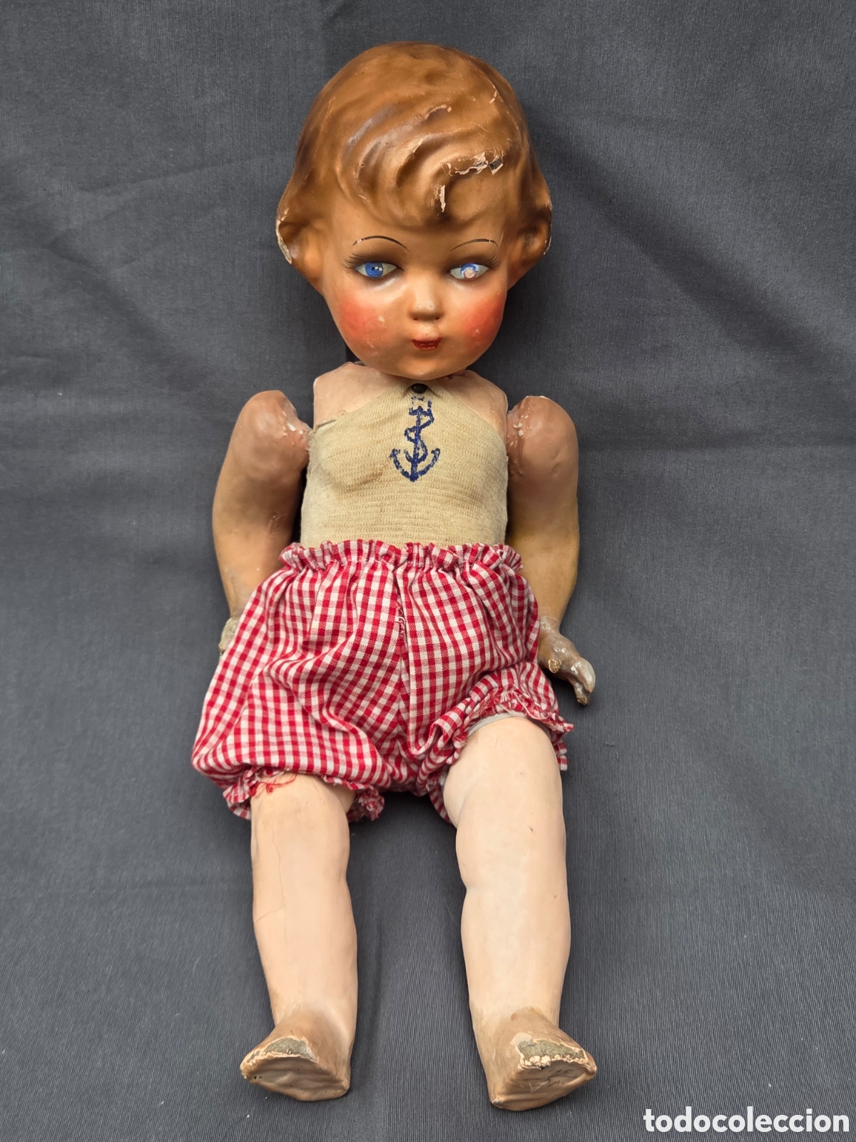 Mu&ntilde;eca espa&ntilde;ola clasica: MU&Ntilde;ECA PEPONA CATALANA A&Ntilde;OS 30-40 cart&oacute;n-piedra.