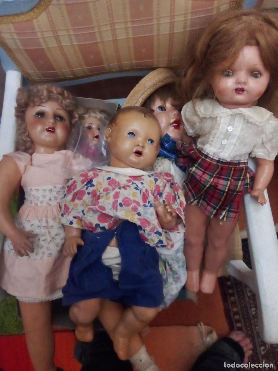 Mu&ntilde;eca espa&ntilde;ola clasica: lote de 5 mu&ntilde;ecas y mu&ntilde;ecos de carton de piedra