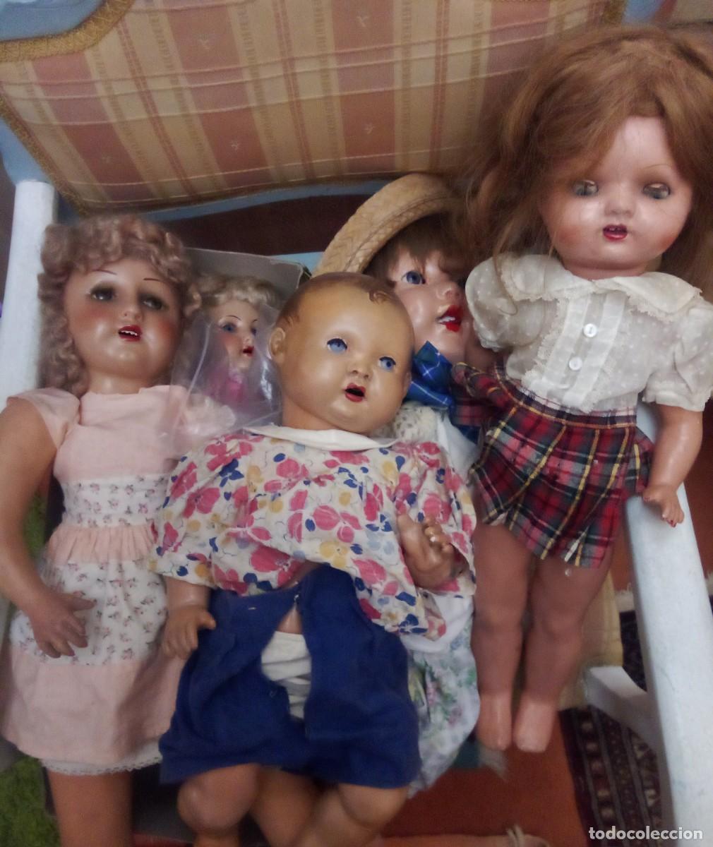 Mu&ntilde;eca espa&ntilde;ola clasica: lote de 5 mu&ntilde;ecas y mu&ntilde;ecos de carton de piedra