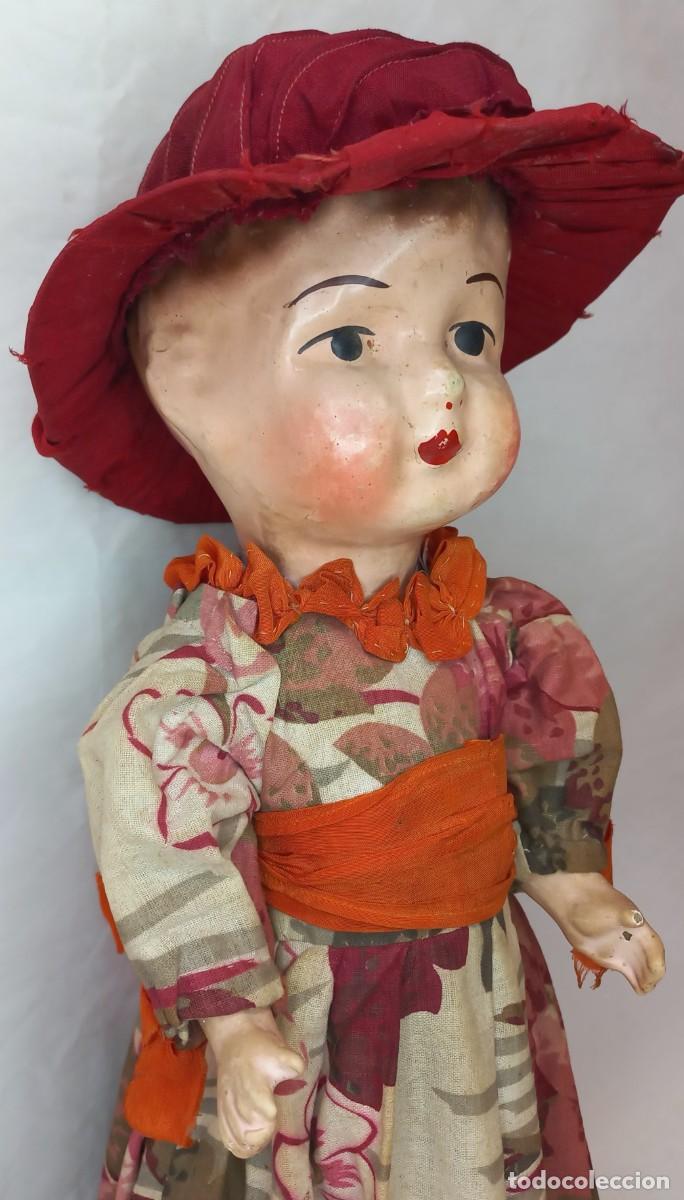 Mu&ntilde;eca espa&ntilde;ola clasica: ANTIGUA MU&Ntilde;ECA VESTIDA PEPA , PEPONA DE CARTON DE FABRICACION CATALANA DE LA DECADA DE 1920
