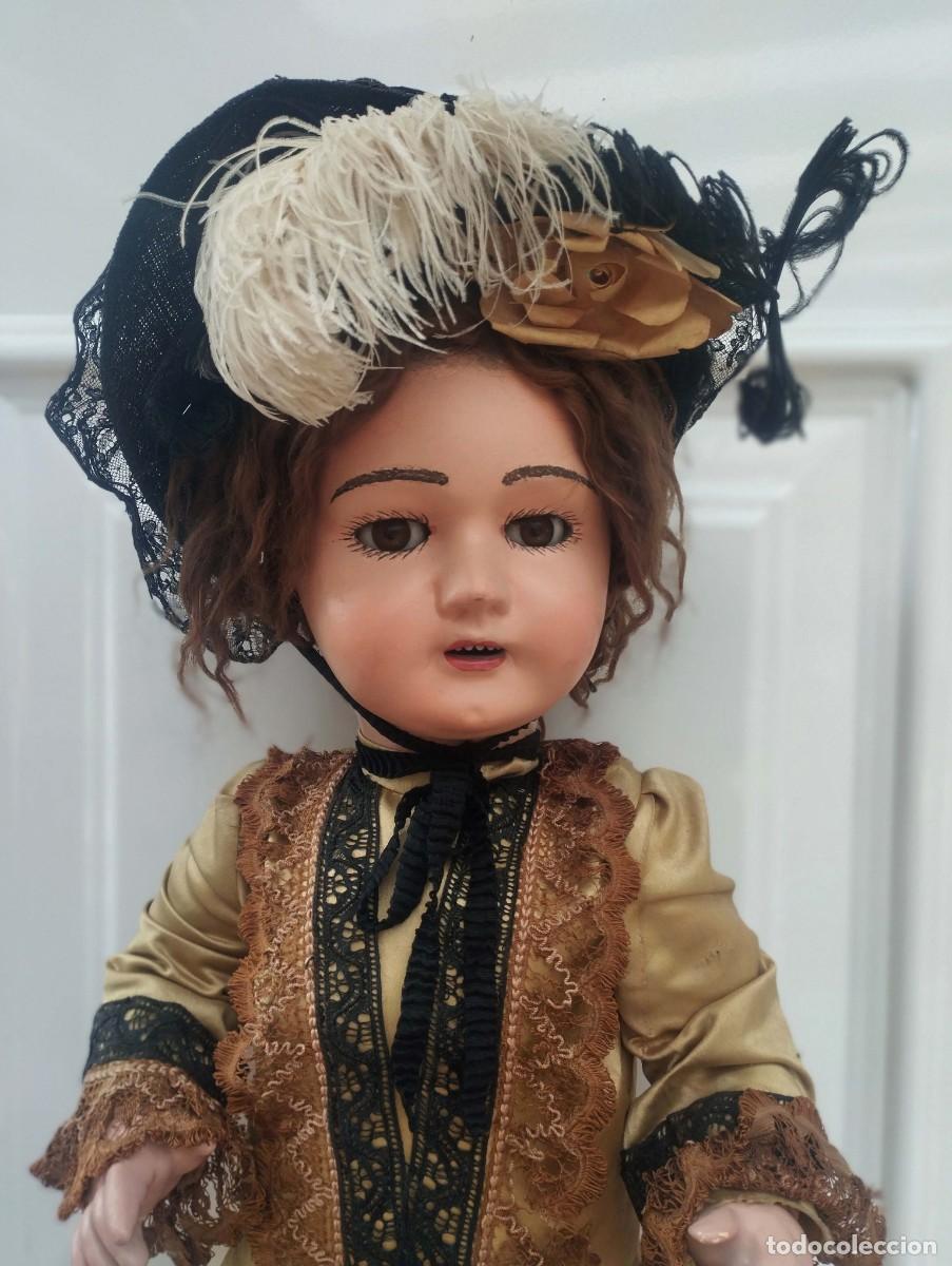 Mu&ntilde;eca espa&ntilde;ola clasica: Mu&ntilde;eca Antigua Espa&ntilde;ola Carton Piedra espectacular 80 cm ropa de epoca de origen