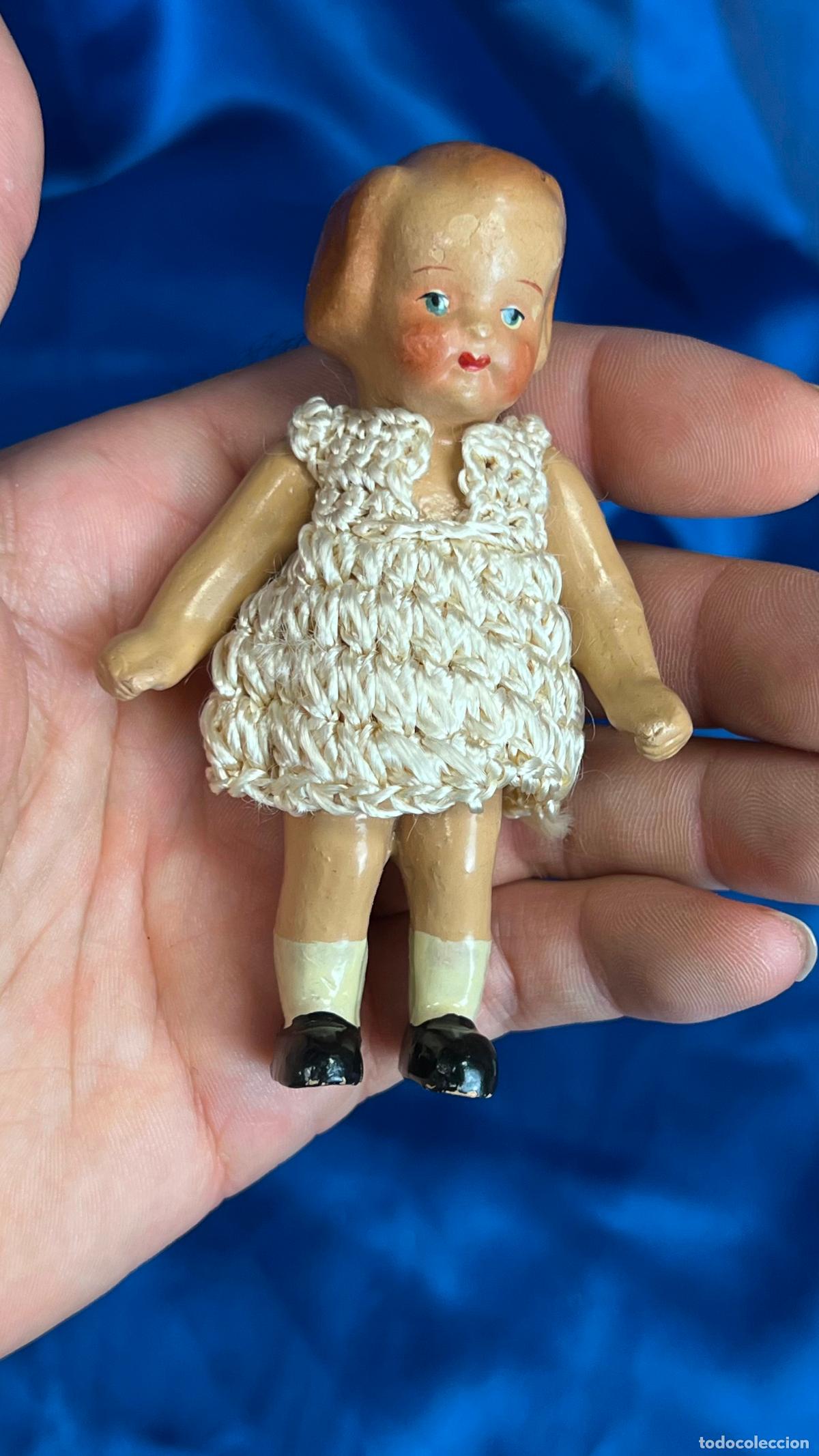 Mu&ntilde;eca espa&ntilde;ola clasica: ANTIGUA MU&Ntilde;ECA EN TERRACOTA CON VESTIDO DE CROCHET