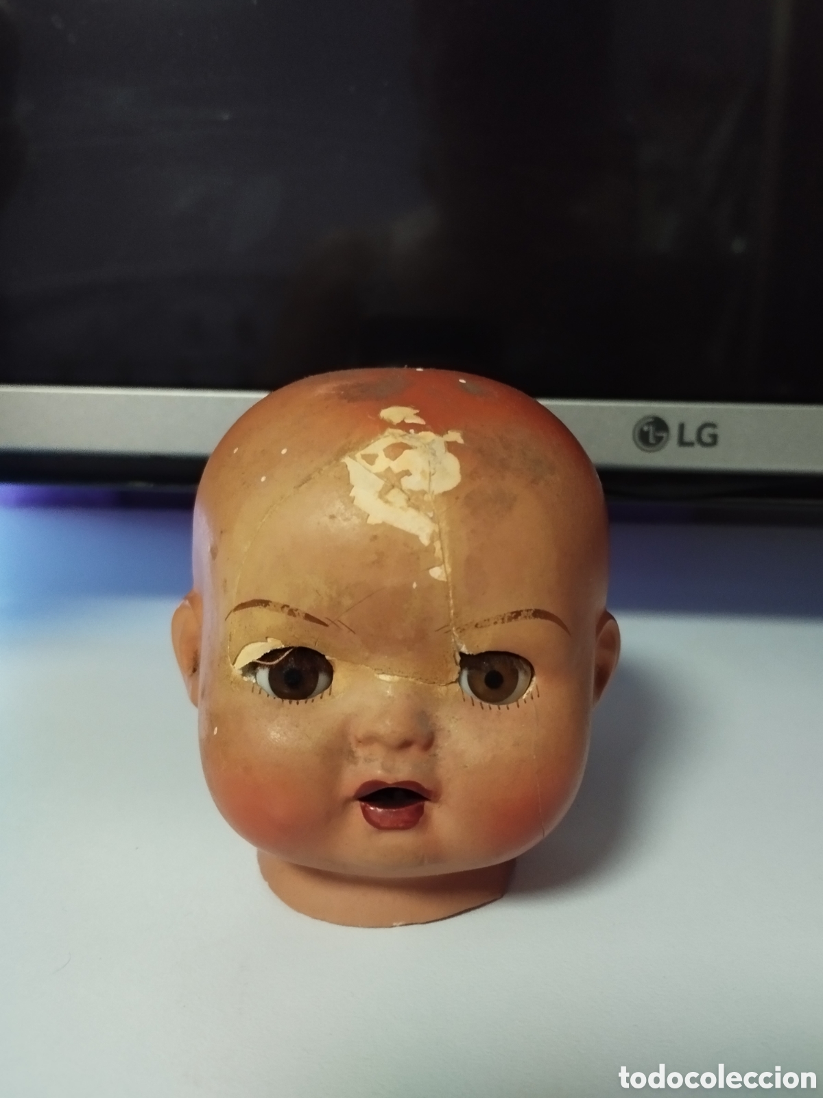 Mu&ntilde;eca espa&ntilde;ola clasica: Cabeza de porcelana de mu&ntilde;eco vintage