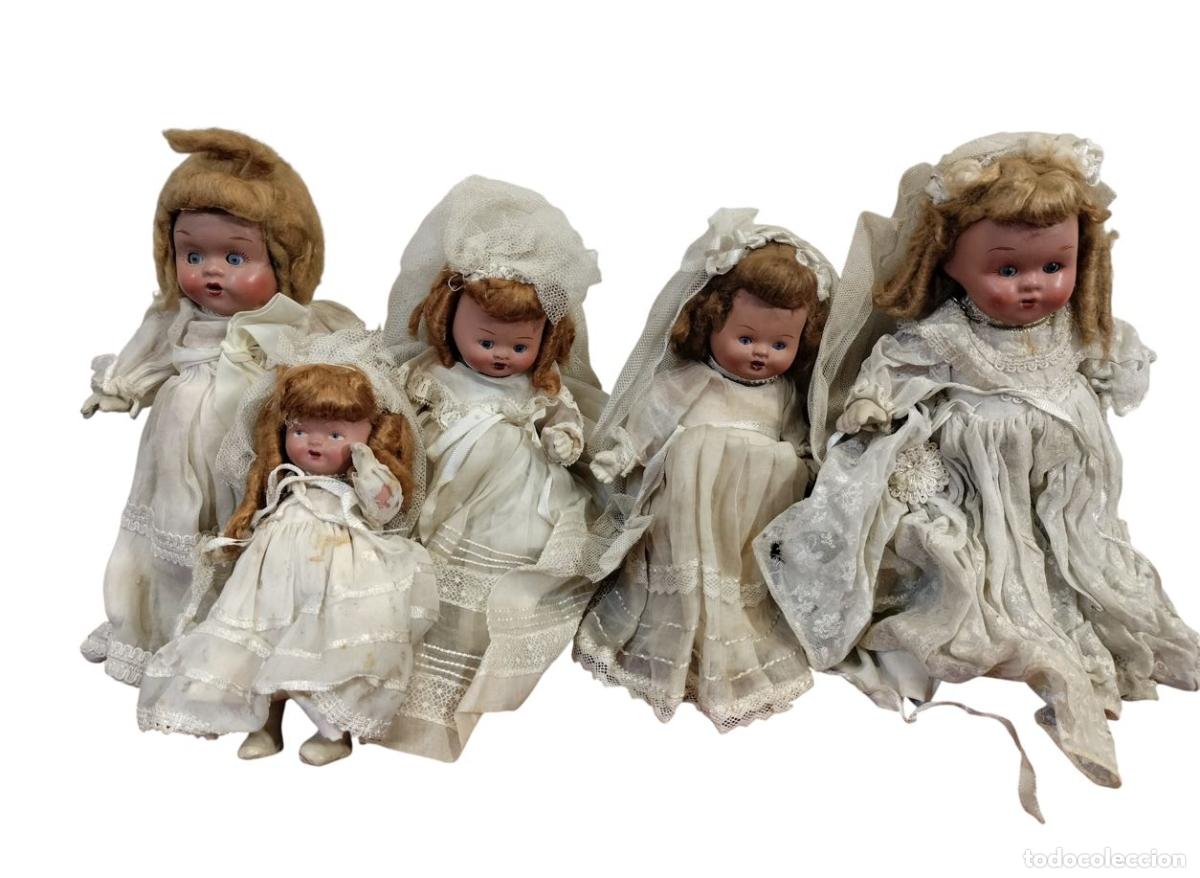 Mu&ntilde;eca espa&ntilde;ola clasica: LOTE DE CINCO MU&Ntilde;ECAS DE CRISTIANAR. TERRACOTA O BISCUIT POLICROMADO. ESPA&Ntilde;A. PRINC. S. XX.