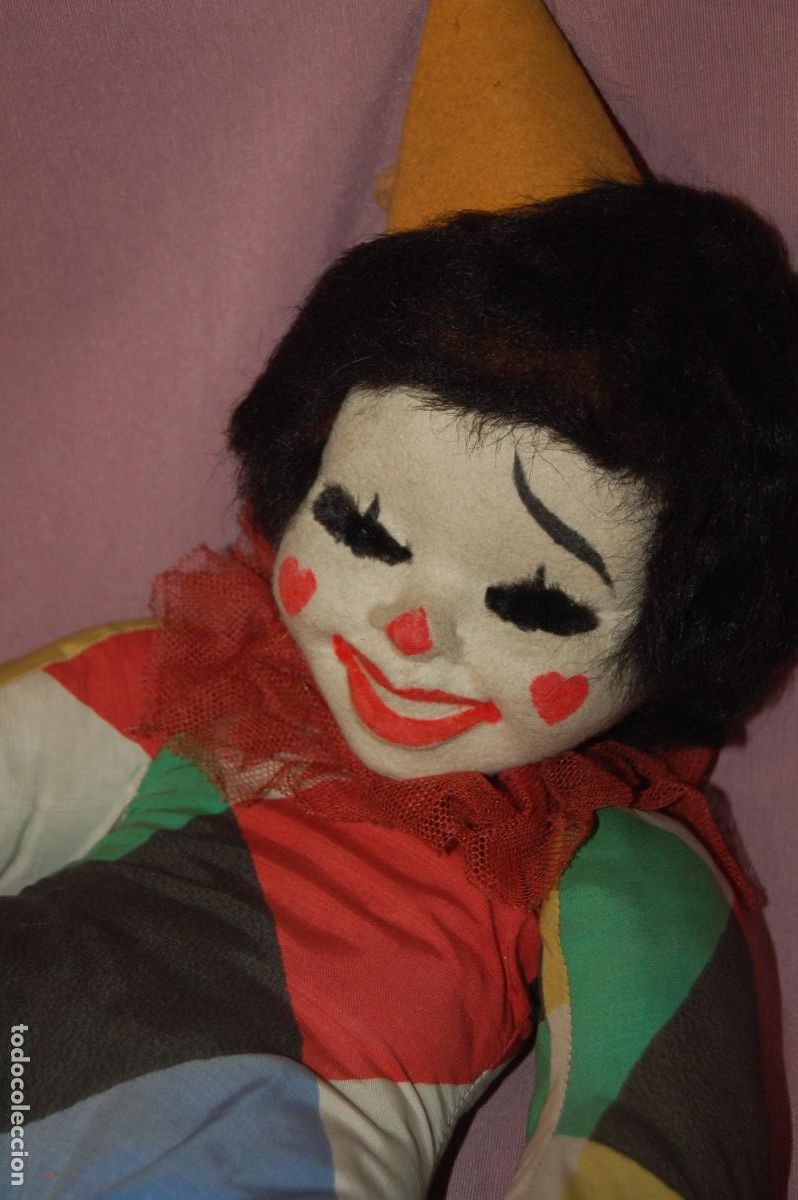 Mu&ntilde;eca espa&ntilde;ola clasica: PAYASO ARLEQUIN DE FIELTRO A&Ntilde;OS 40