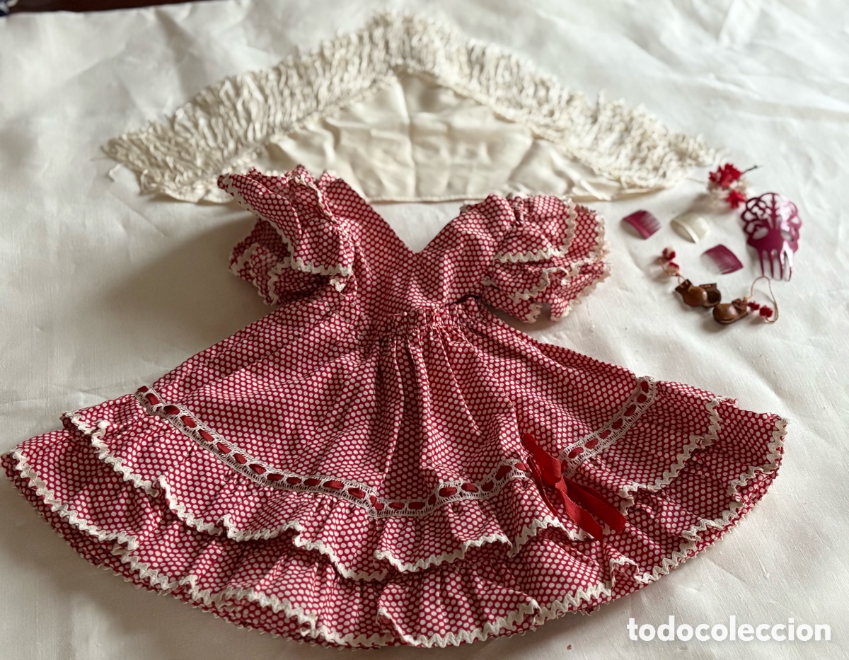Mu&ntilde;eca Gisela: Traje de faralaes de la mu&ntilde;eca Gisela, con todos sus complementos - Foto 1