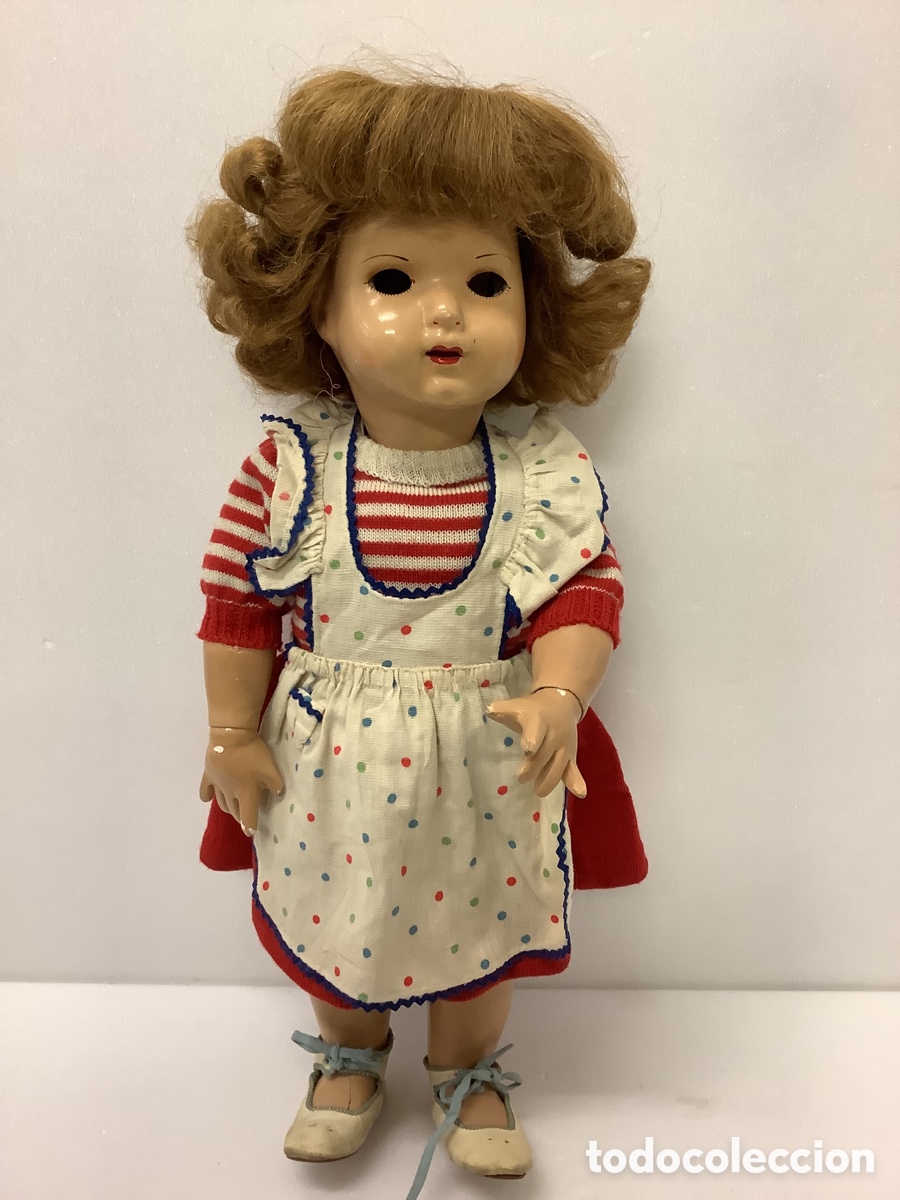 Mu&ntilde;eca Mariquita P&eacute;rez y Juanin: ANTIGUA MU&Ntilde;ECA CART&Oacute;N PIEDRA ARTICULADA SIN IDENTIFICAR. 44 CM