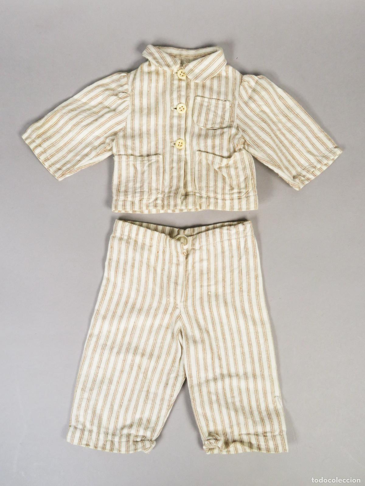 Mu&ntilde;eca Mariquita P&eacute;rez y Juanin: Pijama rayas Mariquita P&eacute;rez o Juan&iacute;n pantal&oacute;n y camisa a&ntilde;os 40
