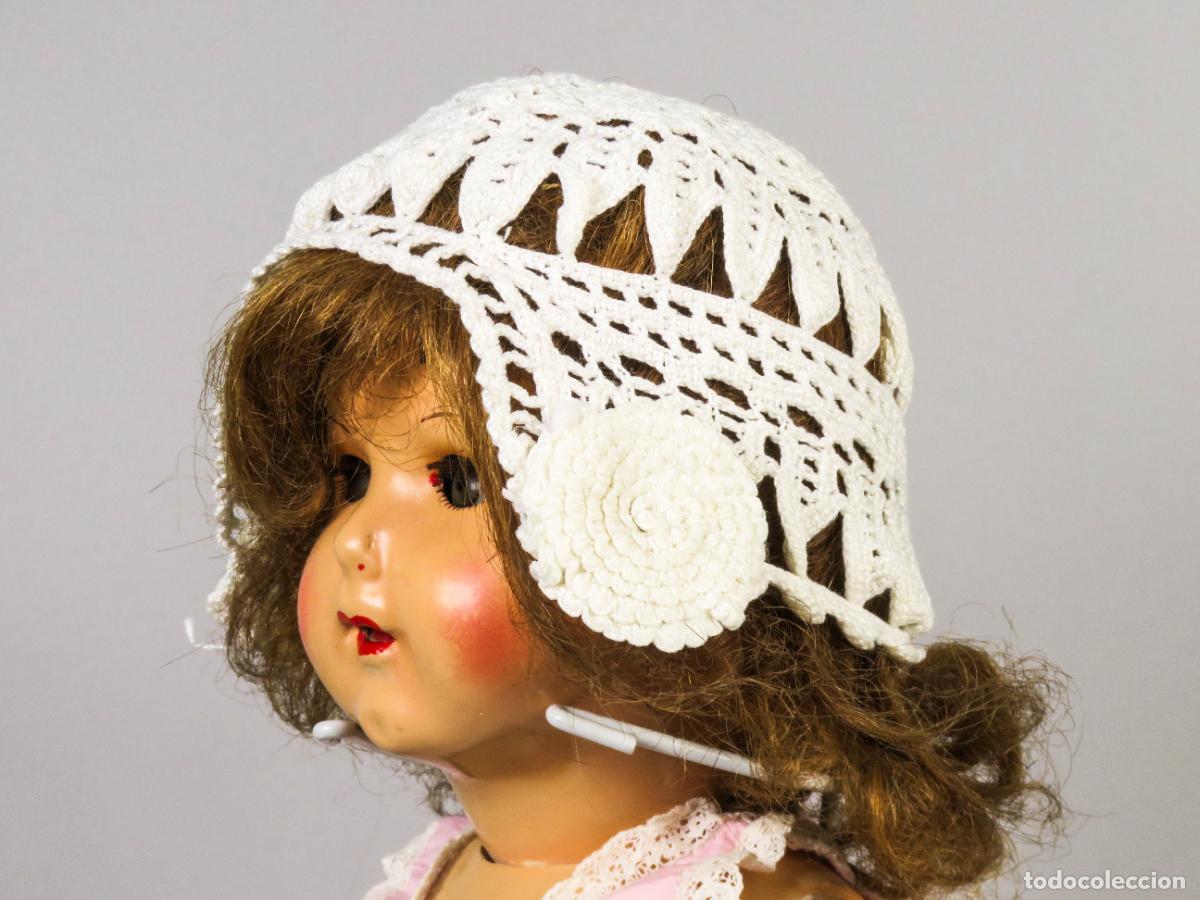Mu&ntilde;eca Mariquita P&eacute;rez y Juanin: Gorro capota Mariquita P&eacute;rez ganchillo blanco calado a&ntilde;os 40 - 50
