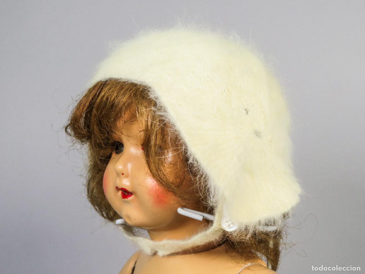 Mu&ntilde;eca Mariquita P&eacute;rez y Juanin: Gorro lana angora Mariquita P&eacute;rez color crema a&ntilde;os 40 - 50