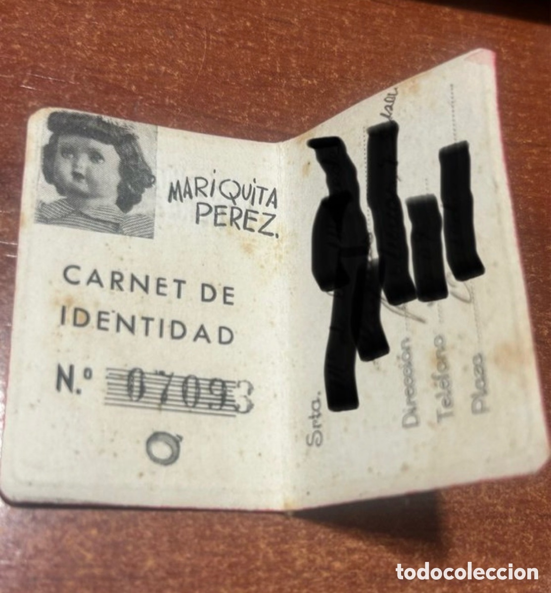 Mu&ntilde;eca Mariquita P&eacute;rez y juanin: Carnet identidad mariquita Perez original