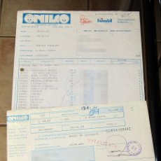 Muñecas Lesly y Barriguitas: ANTIGUA FACTURA Y RECIBO BANCARIO DE ONILCO, FAMOSA, FAMOBIL SYSTEM - 1983 - BARRIGUITAS, CLIKS.... Lote 394921729