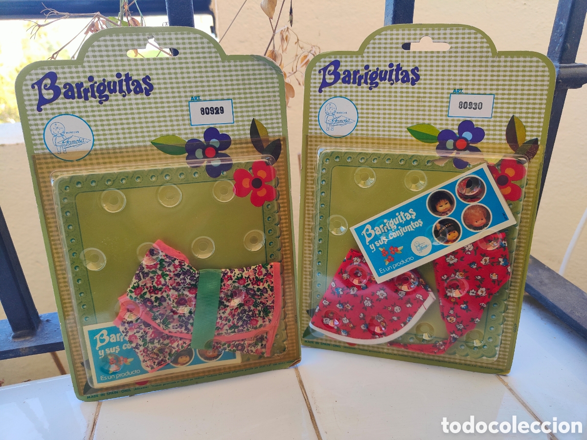 Mu&ntilde;ecas Lesly y Barriguitas: 2 BLISTERS ROPA BARRIGUITA ANTIGUA - Foto 1