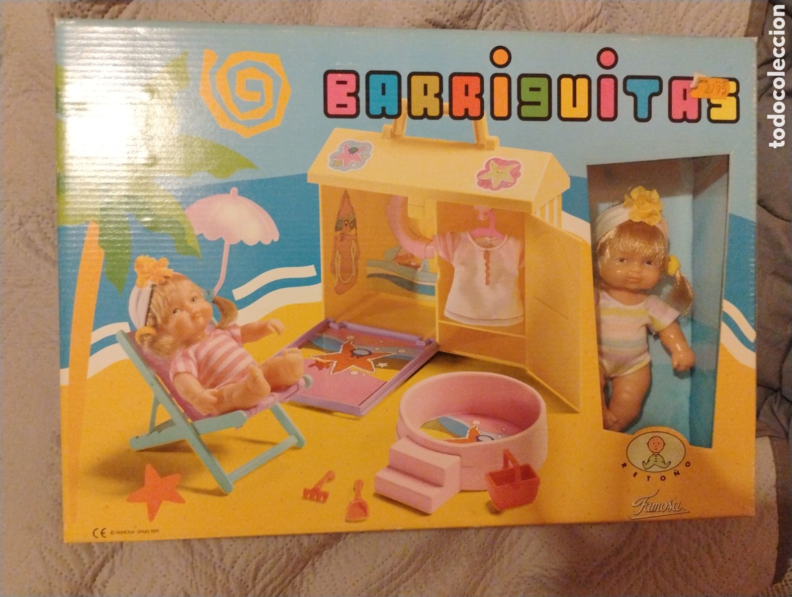 Lesly and Barriguitas dolls: Barriguitas Reto&ntilde;o ni&ntilde;a con casita playa. NUEVO. &copy;1991