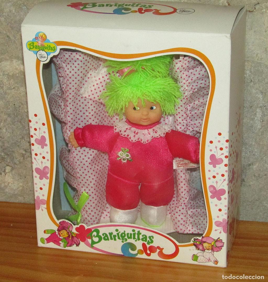 Mu&ntilde;ecas Lesly y Barriguitas: ANTIGUA MU&Ntilde;ECA BARRIGUITAS COLOR CON SU CUNA, DE FAMOSA - NUEVA Y EN SU CAJA