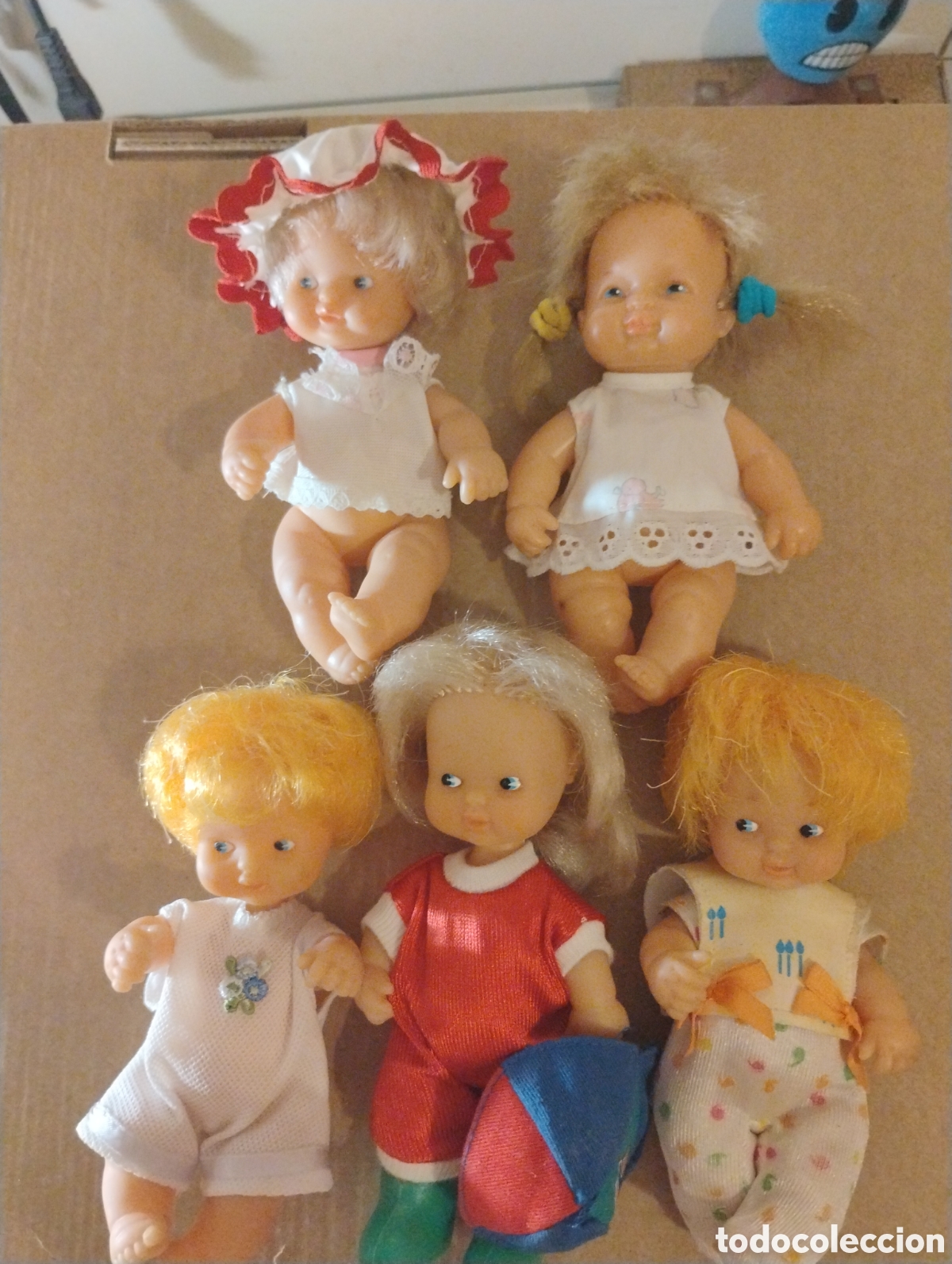 Mu&ntilde;ecas Lesly y Barriguitas: Lote 5 Mu&ntilde;ecas Barriguitas Vintage (Famosa, A&ntilde;os 70/80)