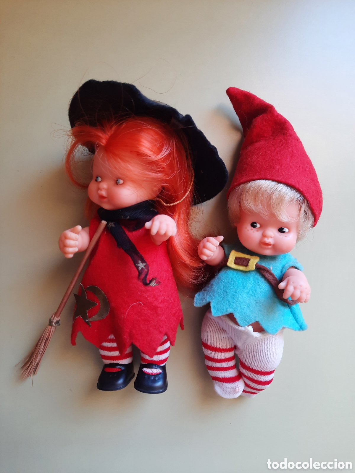 Bambole Lesly e Barriguitas: Barriguitas bruja y Barriguitas enanito del bosque, original de Famosa, a&ntilde;os 80