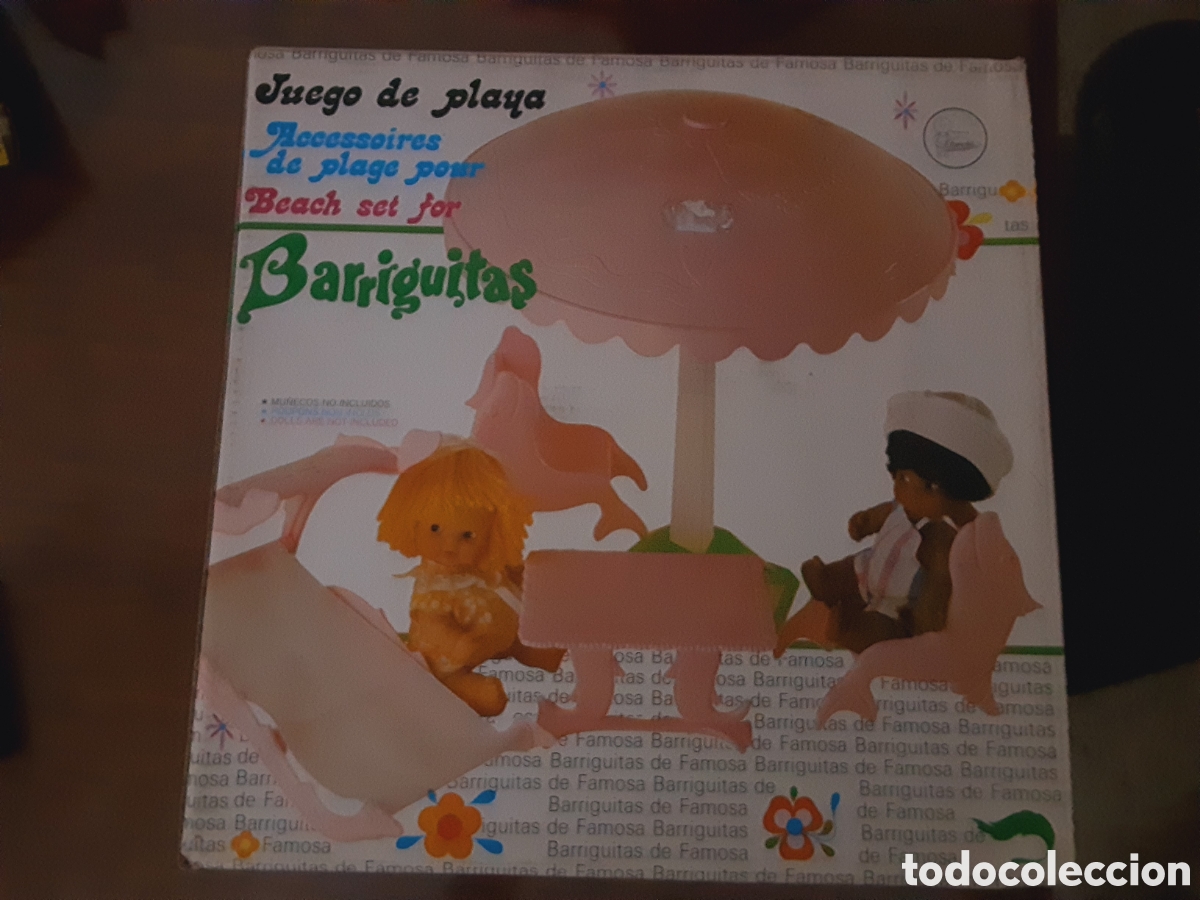Mu&ntilde;ecas Lesly y Barriguitas: Barriguitas. Juego de playa rosa. Famosa.