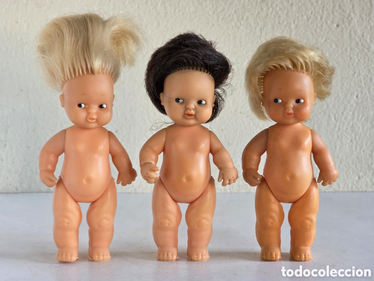 Mu&ntilde;ecas Lesly y Barriguitas: 3 Mu&ntilde;ecas Barriguitas 97 - Famosa Made in Spain - Juguete Retro