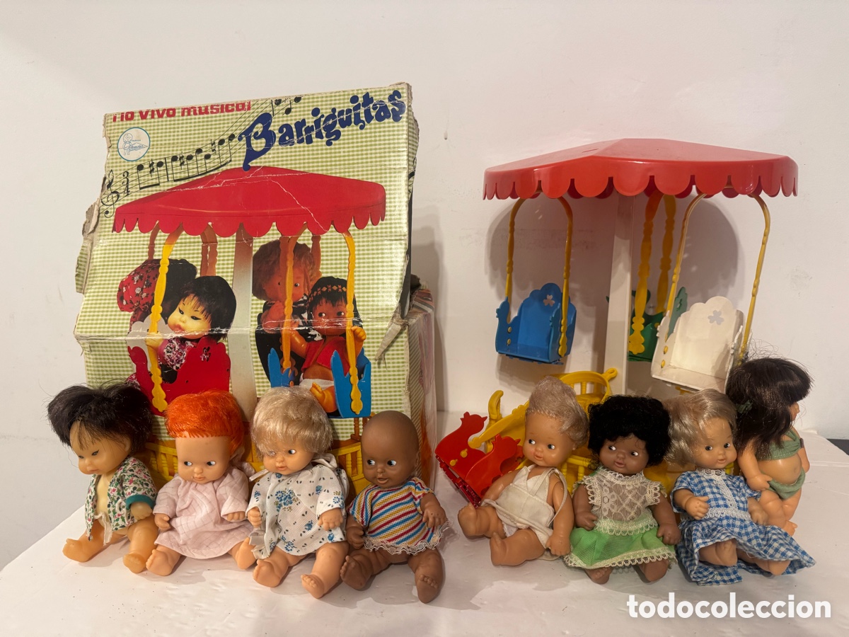 Mu&ntilde;ecas Lesly y Barriguitas: Lote Barriguitas Famosa Vintage + Tiovivo Musical