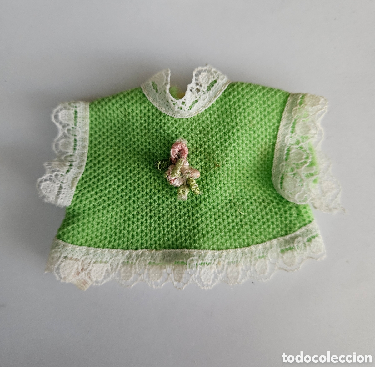 Mu&ntilde;ecas Lesly y Barriguitas: BARRIGUITAS DE FAMOSA - VESTIDO VERDE ORIGINAL A&Ntilde;OS 70/80 - REF. 78 CON ETIQUETA ROJA - COLECCI&Oacute;N