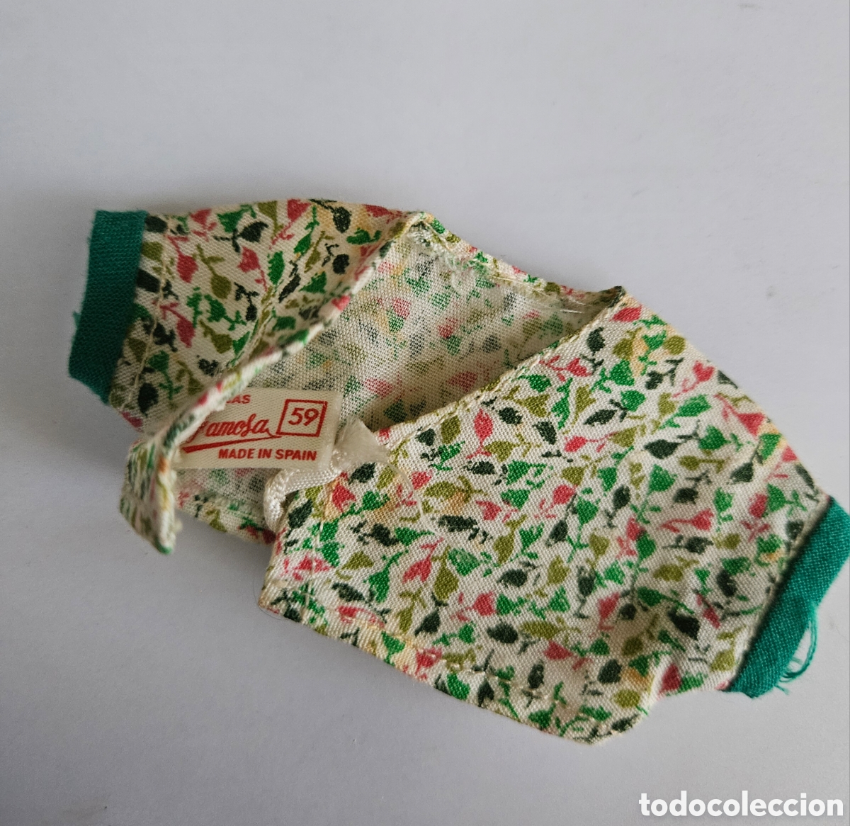 Mu&ntilde;ecas Lesly y Barriguitas: Ropa Barriguitas de Famosa: Blusita / Chaleco estampado floral - Etiqueta n&ordm; 59 (Vintage / Colecci&oacute;n