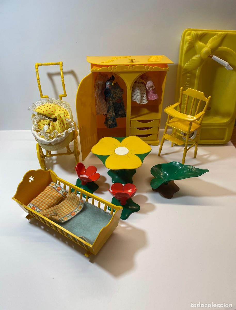 Mu&ntilde;ecas Lesly y Barriguitas: ACCESORIOS BARRIGUITAS A&Ntilde;OS 80 CARRO TRONA BA&Ntilde;ERA MUEBLES DEL BOSQUE