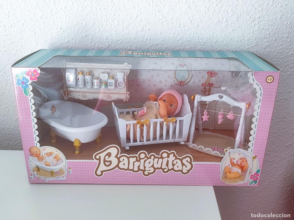 Mu&ntilde;ecas Lesly y Barriguitas: Mu&ntilde;eca Barriguitas Reci&eacute;n Nacido + Muebles + Accesorios