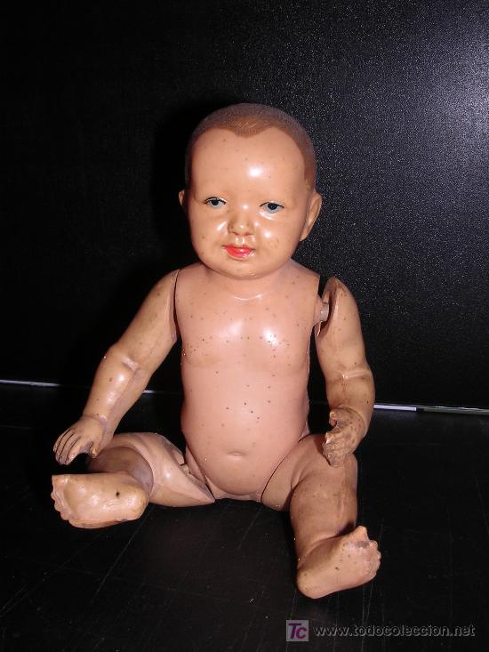 Mu&ntilde;ecas celuloide: MU&Ntilde;ECO DE CELULOIDE MARCA SCHUTZ MARKE ( TORTUGA ) 16 1/2 GERMANY - Foto 1