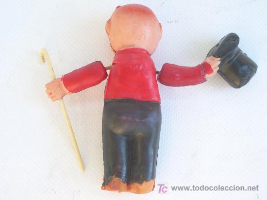 Mu&ntilde;ecas celuloide: Mono de celuloide vestido con traje, sombrero de copa, gorra y bast&oacute;n. - Foto 2