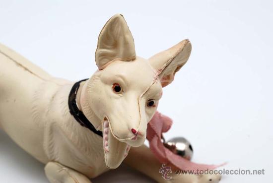 Mu&ntilde;ecas celuloide: Perro celuloide con cascabel TT Japan articulado a&ntilde;os 30 - Foto 4