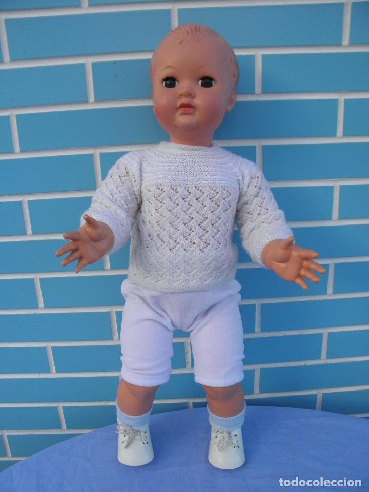 Mu&ntilde;ecas celuloide: Mu&ntilde;eco Franc&eacute;s antiguo de 60 cm de pelo moldeado - Foto 1