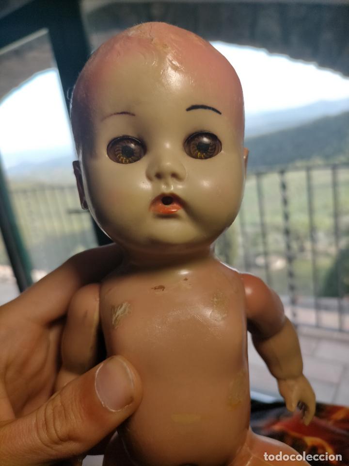 Mu&ntilde;ecas celuloide: Antigua mu&ntilde;eca / beb&eacute; durmiente marca Reliable de celuloide a&ntilde;os 50 - Foto 7