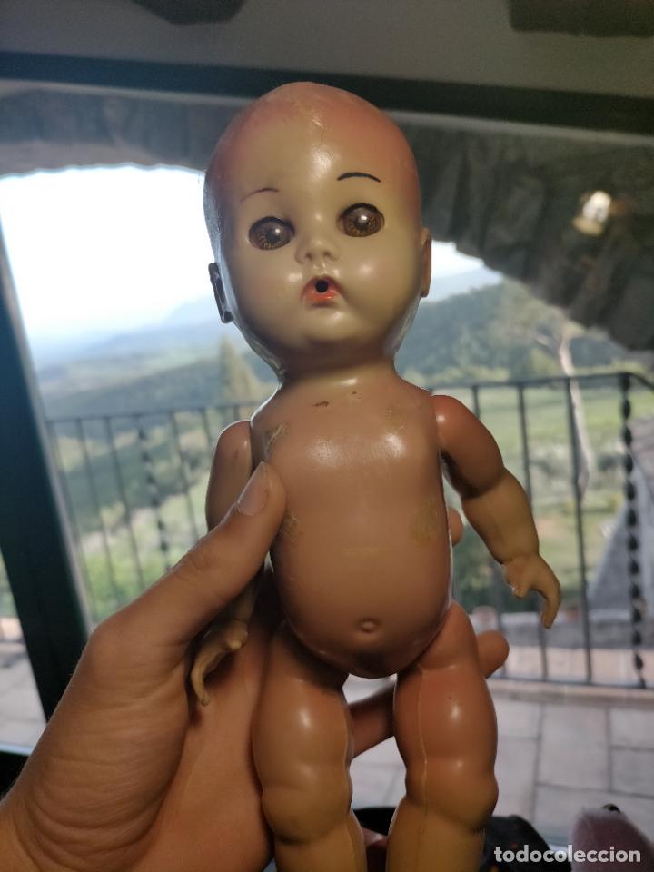 Mu&ntilde;ecas celuloide: Antigua mu&ntilde;eca / beb&eacute; durmiente marca Reliable de celuloide a&ntilde;os 50 - Foto 8