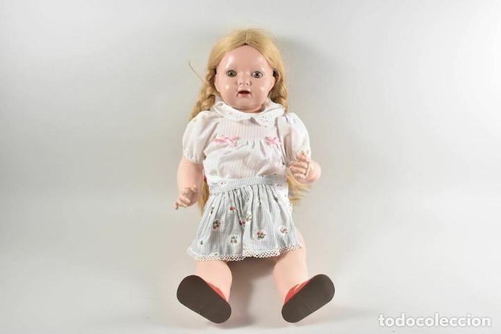 Muñecas Celuloide: antigua muñeca alemana de celuloide llorona con ojos de cristal - Foto 1 - 254685600