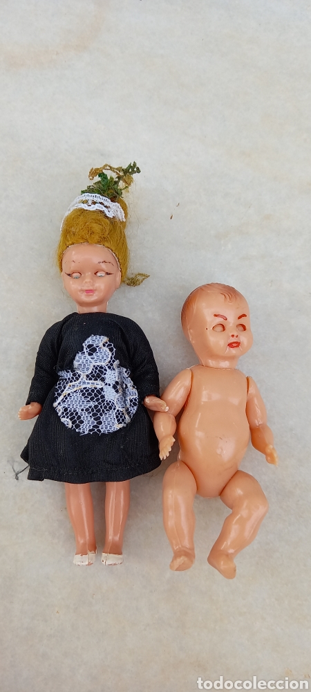 Mu&ntilde;ecas celuloide: MU&Ntilde;ECA NI&Ntilde;ERA Y BEBE DE CELULOIDE OJOS BASCULANTES ANTIGUOS - Foto 3