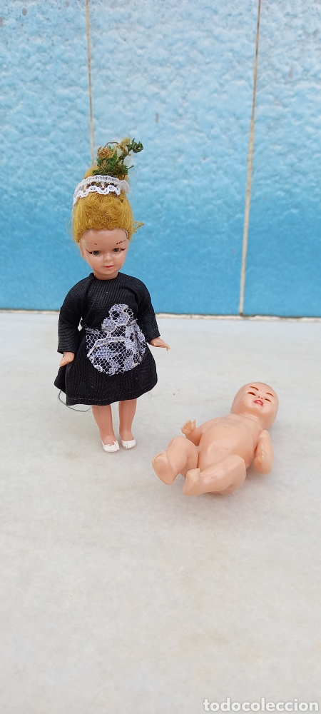 Mu&ntilde;ecas celuloide: MU&Ntilde;ECA NI&Ntilde;ERA Y BEBE DE CELULOIDE OJOS BASCULANTES ANTIGUOS - Foto 4