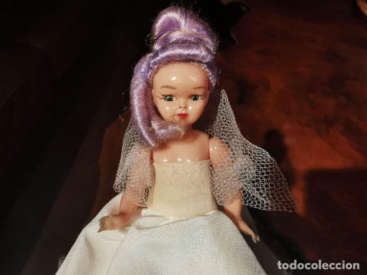 Mu&ntilde;ecas celuloide: PEQUE&Ntilde;A MU&Ntilde;ECA DE CELULOIDE OJOS DURMIENTES VESTIDO NOVIA - Foto 4