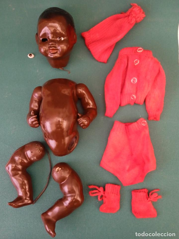 Mu&ntilde;ecas celuloide: NEGRITO DE CELULOIDE - CON SU ROPA - PARA RESTAURAR - 38 cm. APROX. - Foto 1