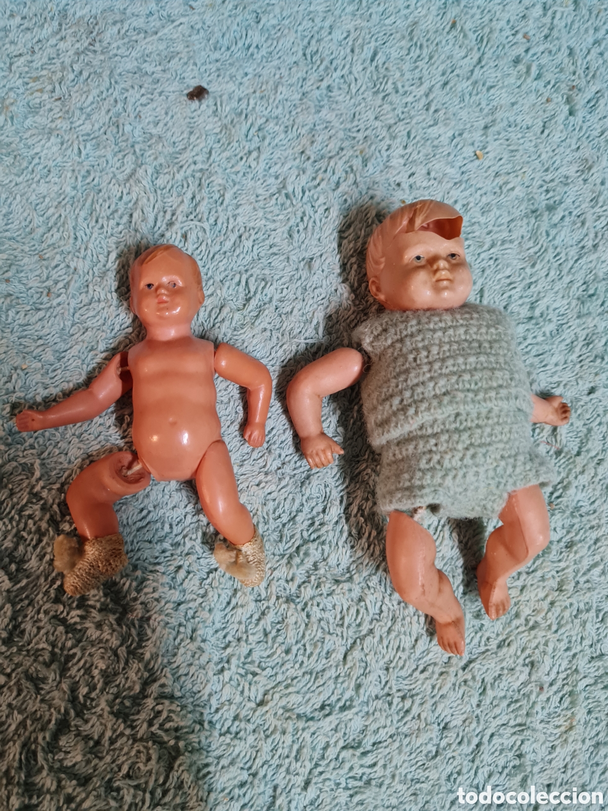 Mu&ntilde;ecas celuloide: Pareja de mu&ntilde;ecos antiguos de celuloide tortuga - Foto 1