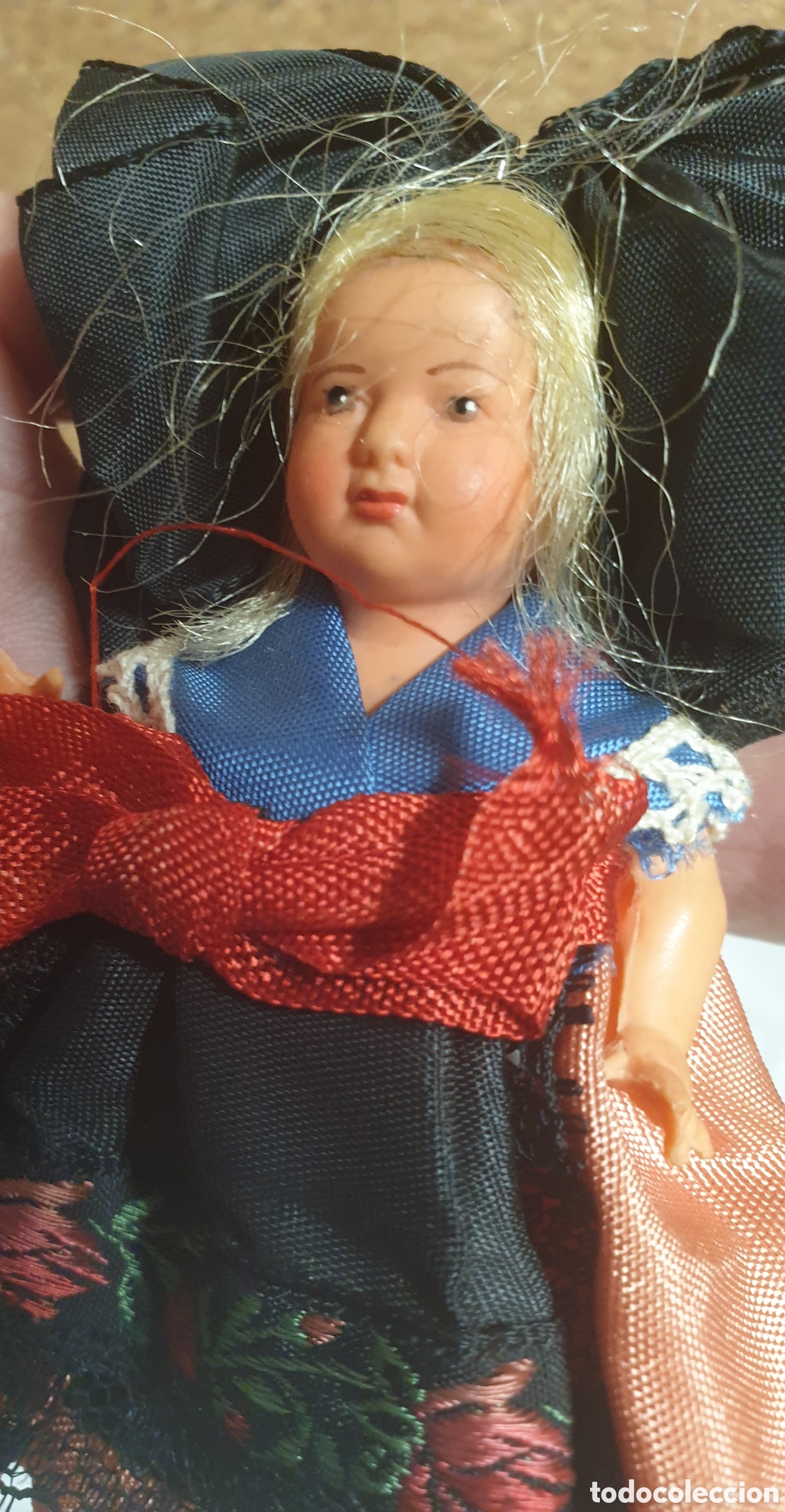 Mu&ntilde;ecas celuloide: Mu&ntilde;eca miniatura 10 cm pl&aacute;stico o celuloide vestida francesa - Foto 2