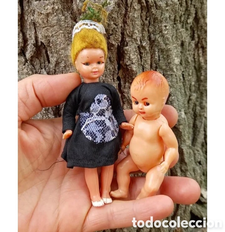Mu&ntilde;ecas celuloide: MU&Ntilde;ECA NI&Ntilde;ERA Y BEBE DE CELULOIDE OJOS BASCULANTES ANTIGUOS - Foto 1