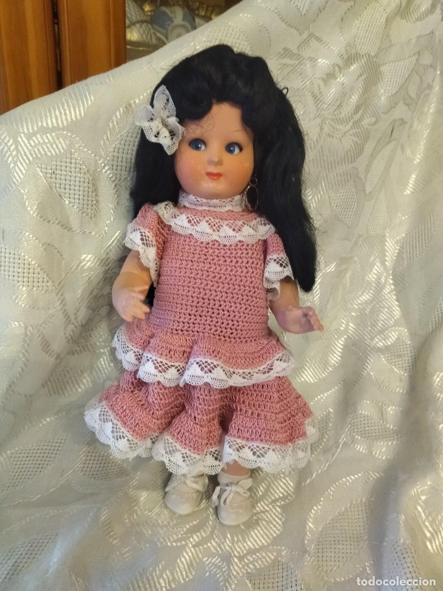 Mu&ntilde;ecas celuloide: Antigua Mu&ntilde;eca de celuloide , francesa ojos oscilantes, pelo natural. - Foto 2