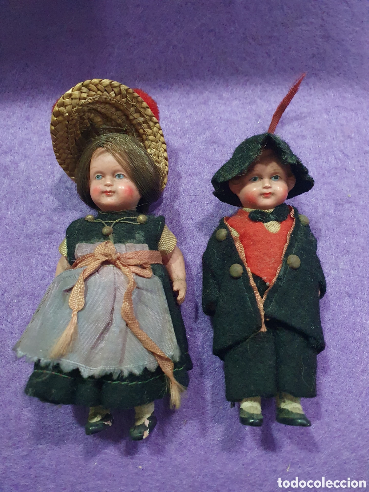 Mu&ntilde;ecas celuloide: Pareja de mu&ntilde;ecos tipo alemanes en celuloide. (L66) - Foto 1