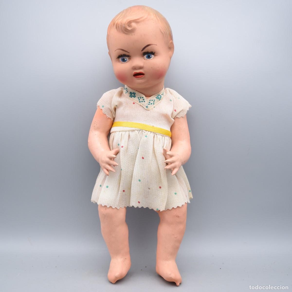 Mu&ntilde;ecas celuloide: Mu&ntilde;eca / beb&eacute; antiguo celuloide y composici&oacute;n, incorpora llor&oacute;n - Foto 2