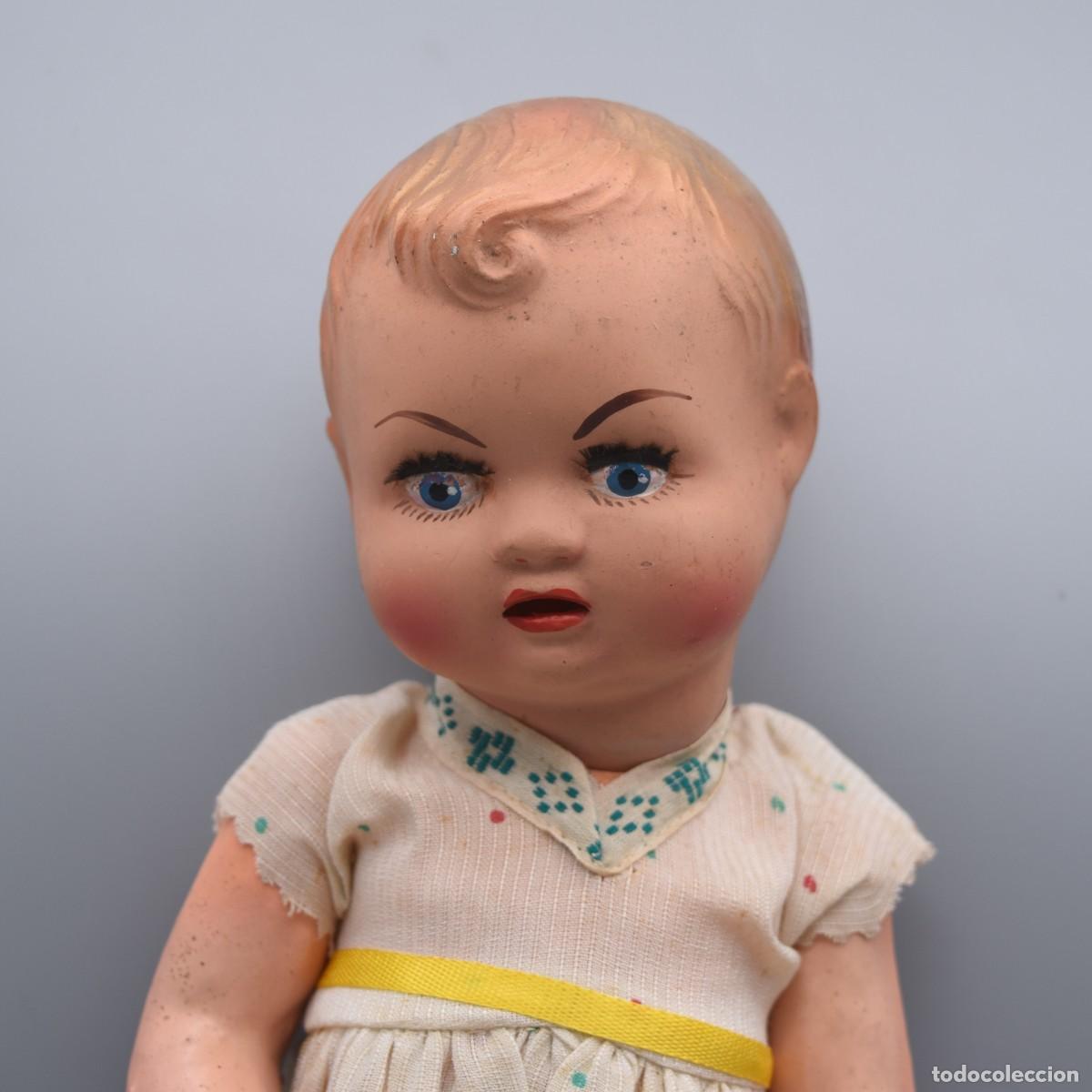 Mu&ntilde;ecas celuloide: Mu&ntilde;eca / beb&eacute; antiguo celuloide y composici&oacute;n, incorpora llor&oacute;n - Foto 4